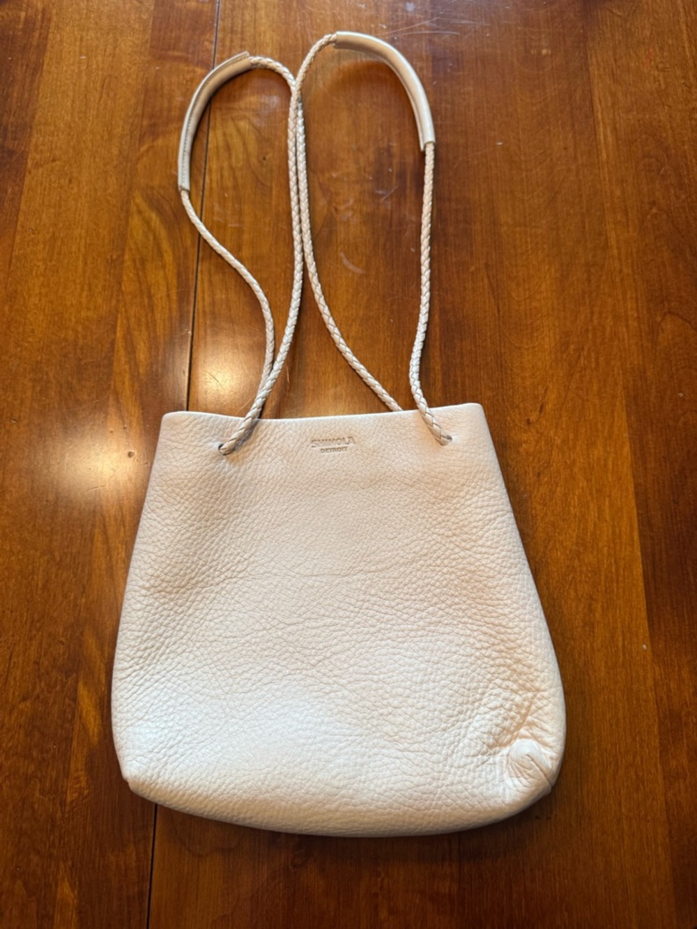 Shinola Light Pink Leather Shoulder Tote with Braided Straps NWOT
